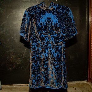 Anthropologie Mock-Neck Velvet Mini Dress